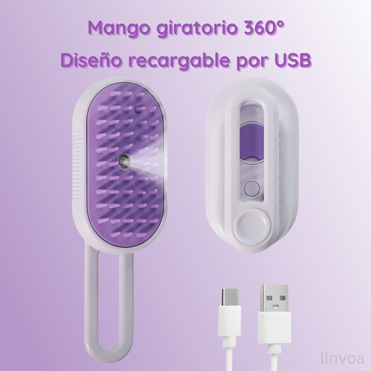 Cepillo De Mascotas Con Vapor 3 En 1